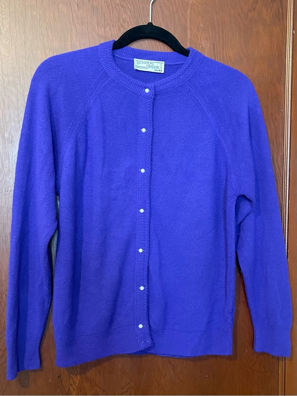 Vintage Designers Originals Purple Cardigan Sweater - Size Medium